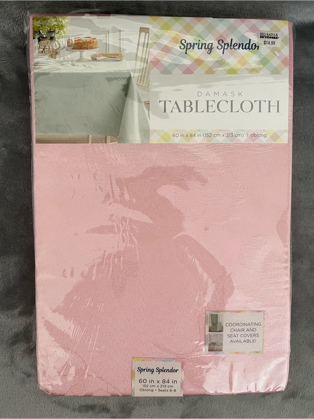 NEW Pink Floral 60x84 Oblong Bed Bath & Beyond Tablecloth Tulip Spring Splendor